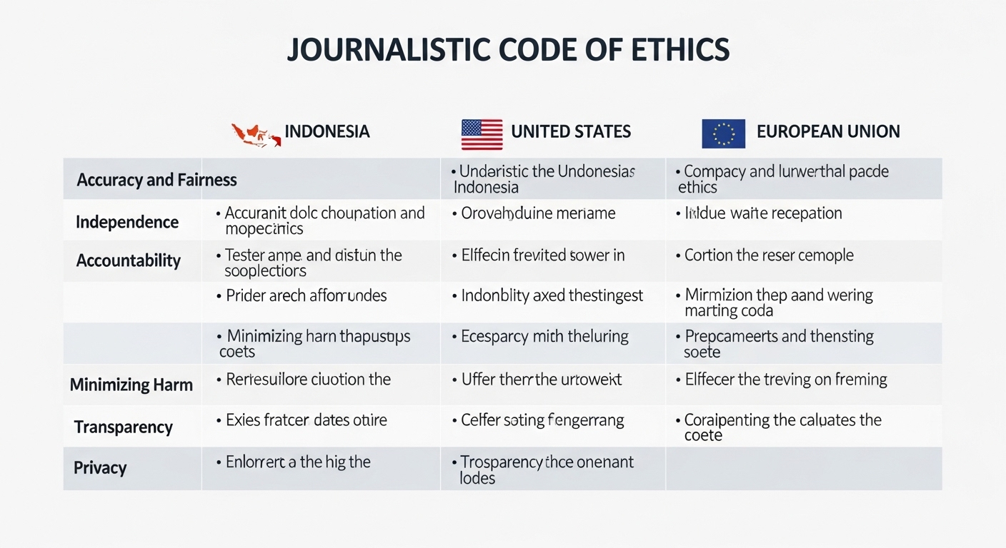 Perbandingan Kode Etik Jurnalistik: Indonesia, AS, dan Uni Eropa